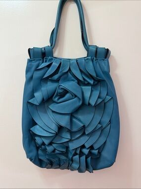 Valentino Garavani Vertigo Rose Bag in Turquoise Lambskin Leather Gold Hardware